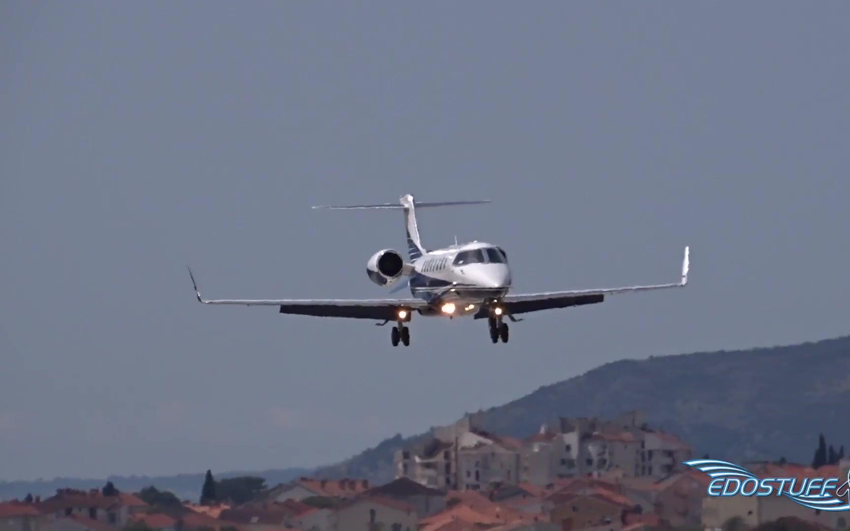 里尔喷气机learjet45在克罗地亚斯普利特机场着陆