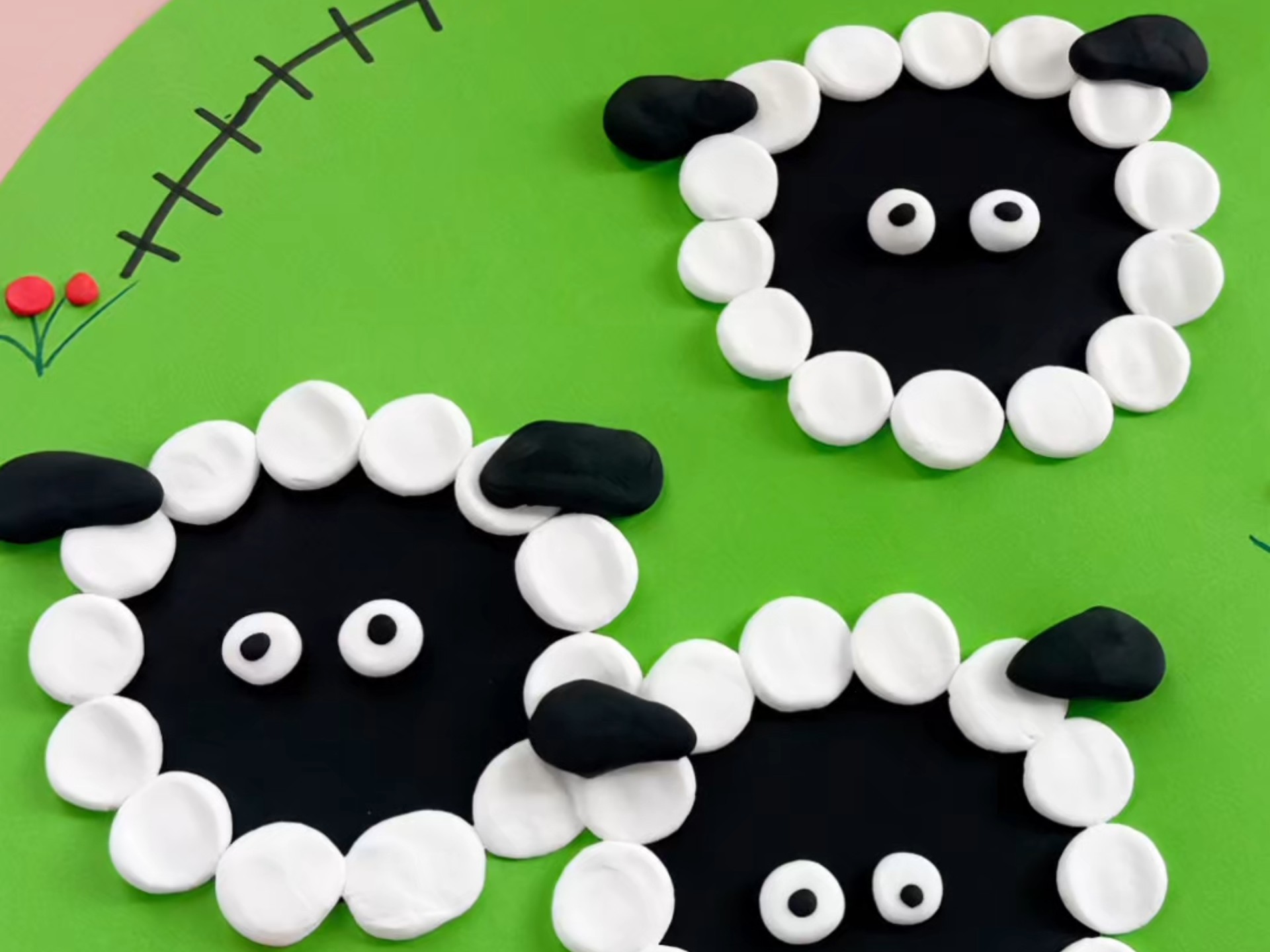 幼儿园黏土手工,绵羊咩咩