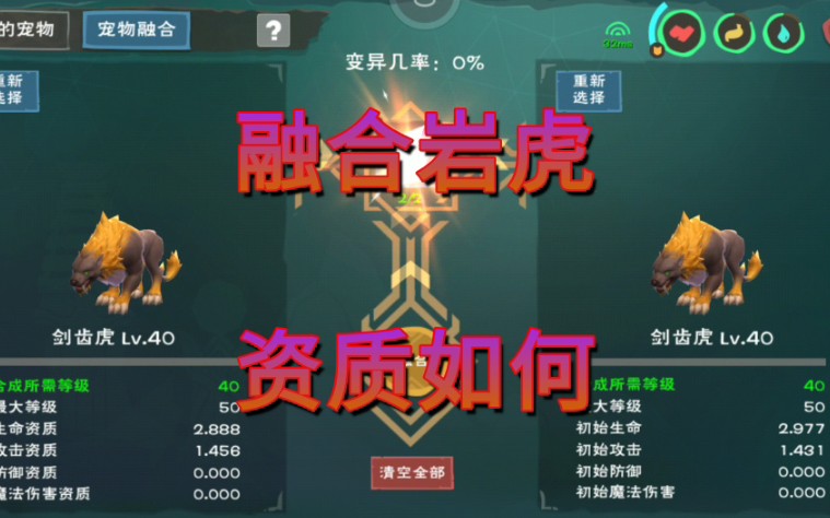 活动作品创造与魔法四十级融合岩虎资质如何