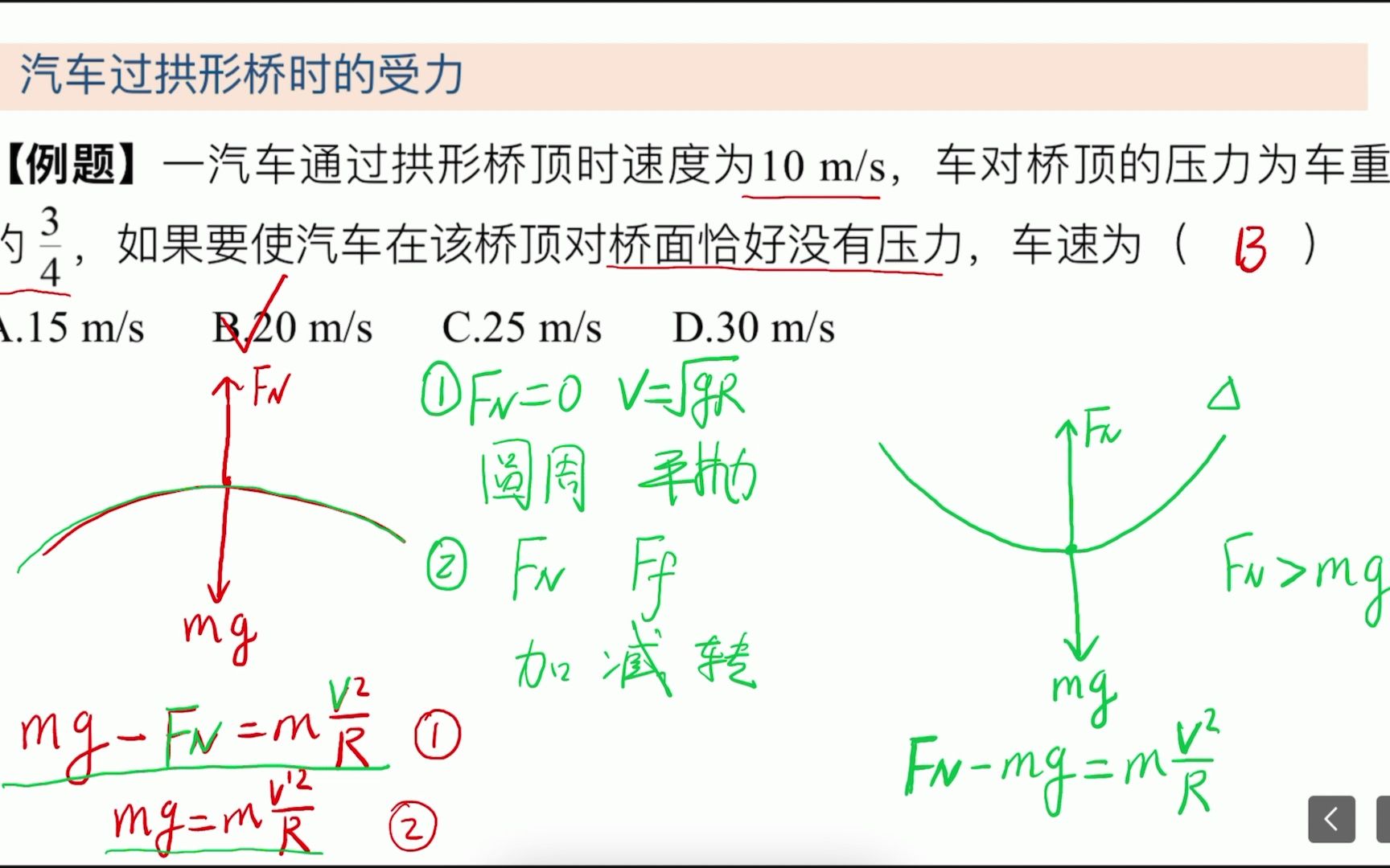 曲线运动考点73 汽车过拱形桥时的受力