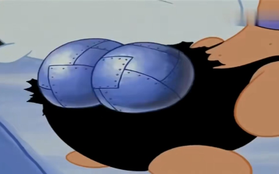 原来派大星的屁股是钢铁做的!瞬间就把两个大力士打到了!