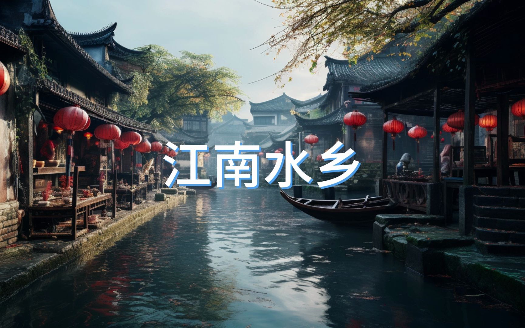 AI绘画风景  《江南水乡》哔哩哔哩bilibili