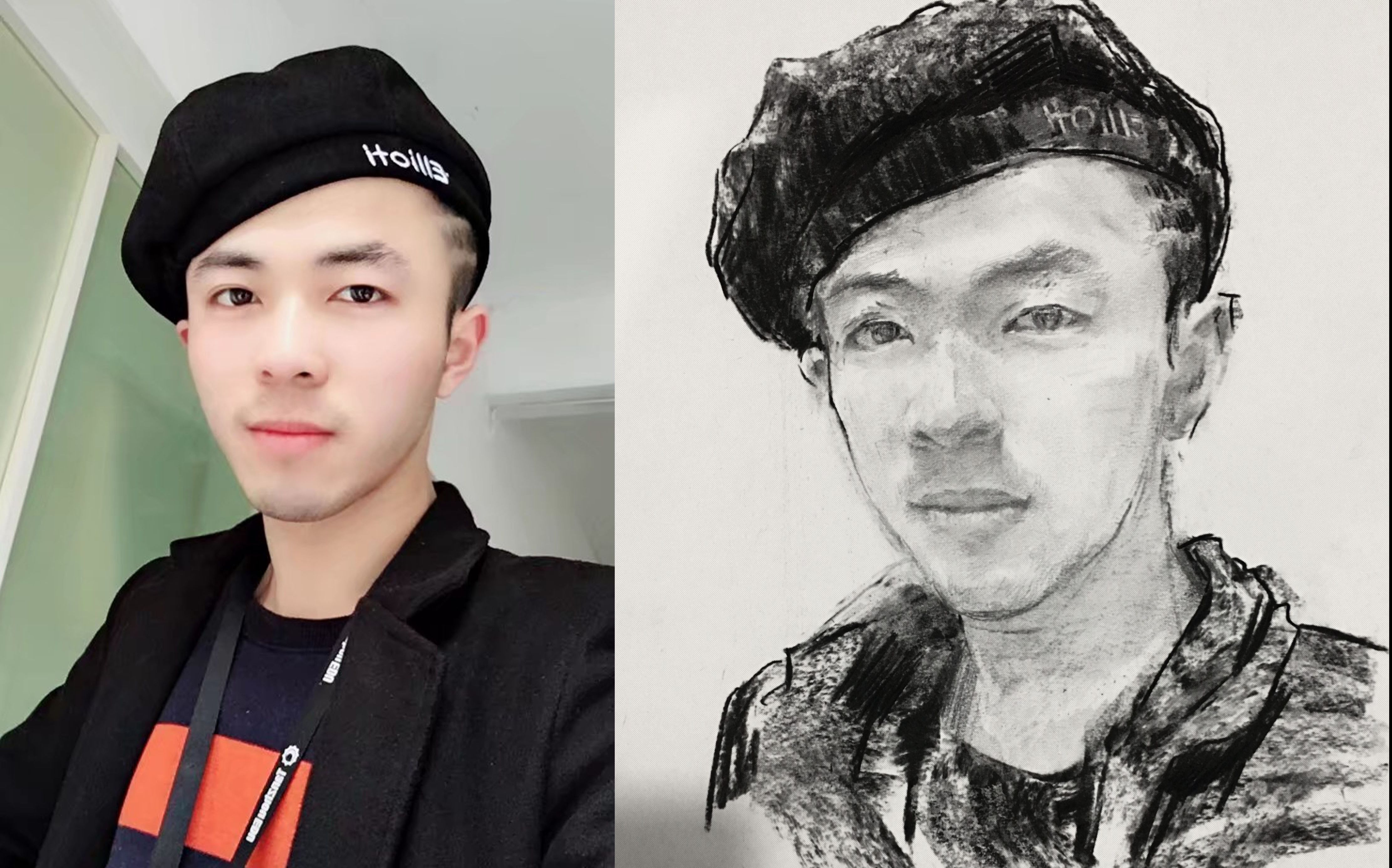 用素描工具中的炭笔,画位"黑小子"效果不用上色啦!