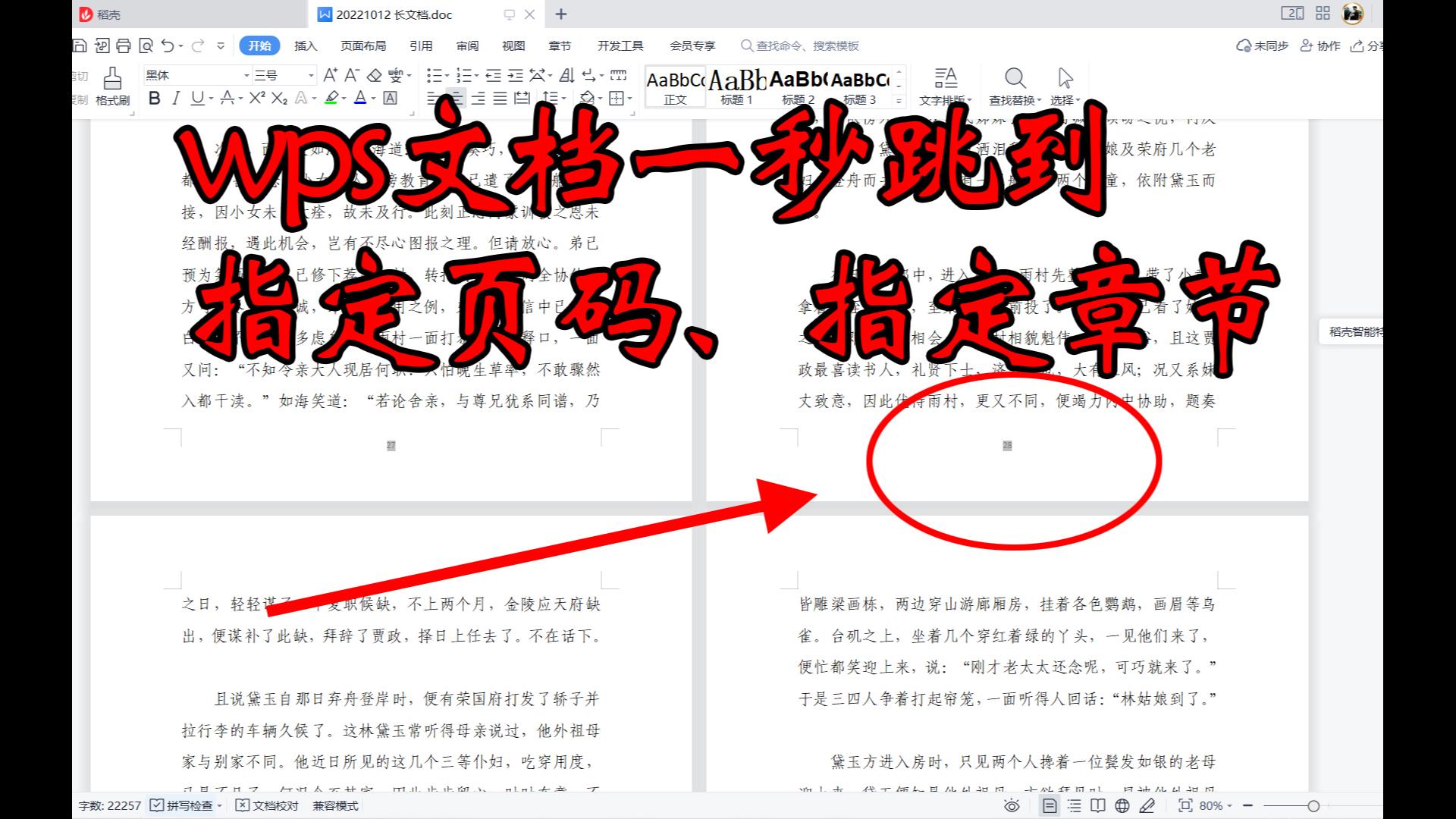 WPS文档怎样跳转到指定页面?可一秒跳转到指定页码、指定章节哔哩哔哩bilibili