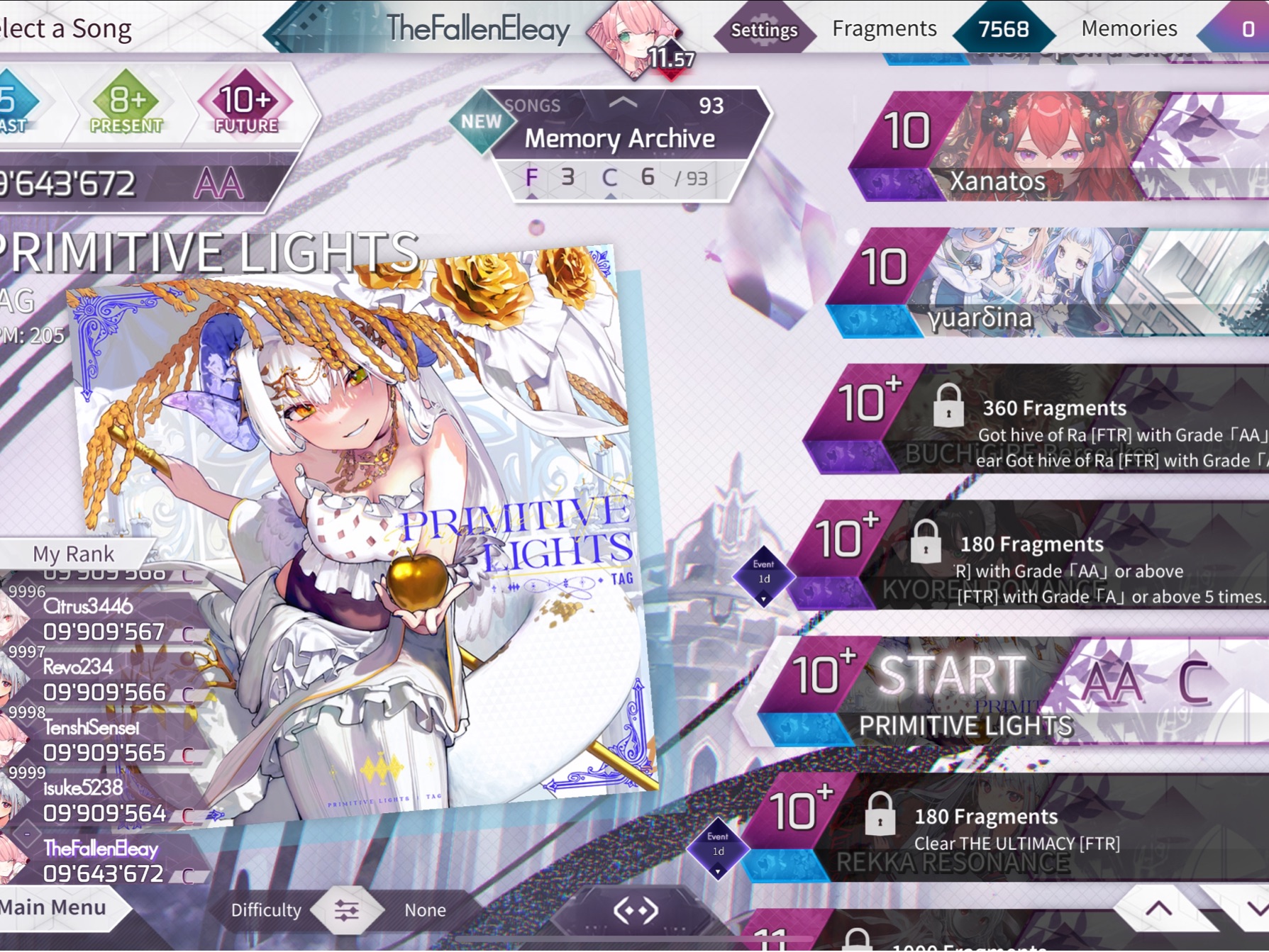 [图][Arcaea] PRIMITIVE LIGHTS FTR10+ 幽默初见