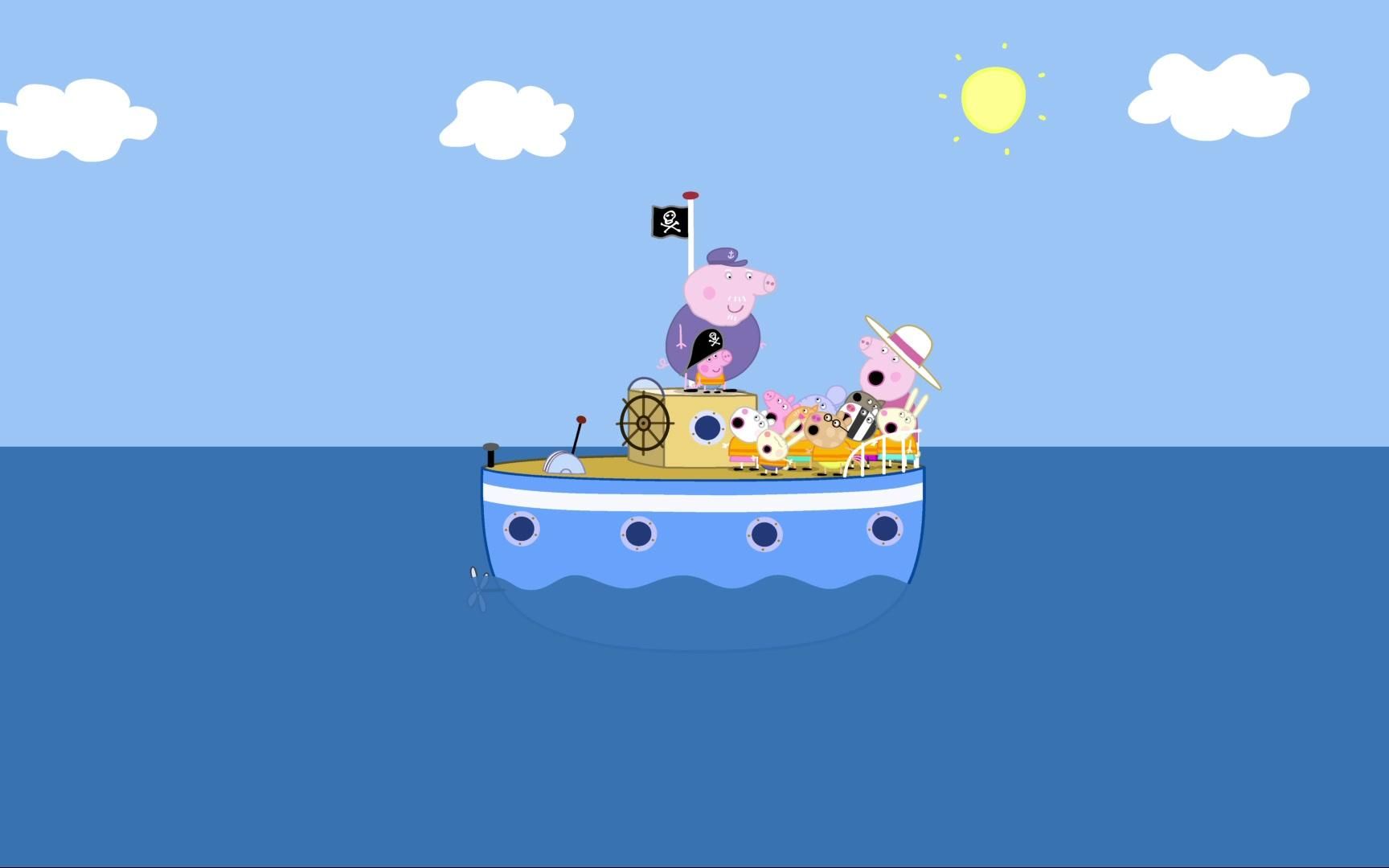小猪佩奇:猪爷爷带着孩子们一起出海,前去寻找岛上的宝藏