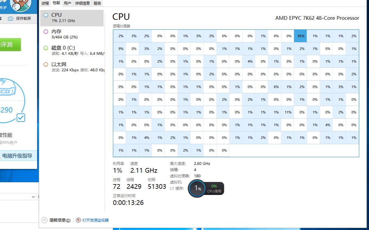 地表最强!四路CPU!180核!来看UP主新买的服务器 1核有难179核围观