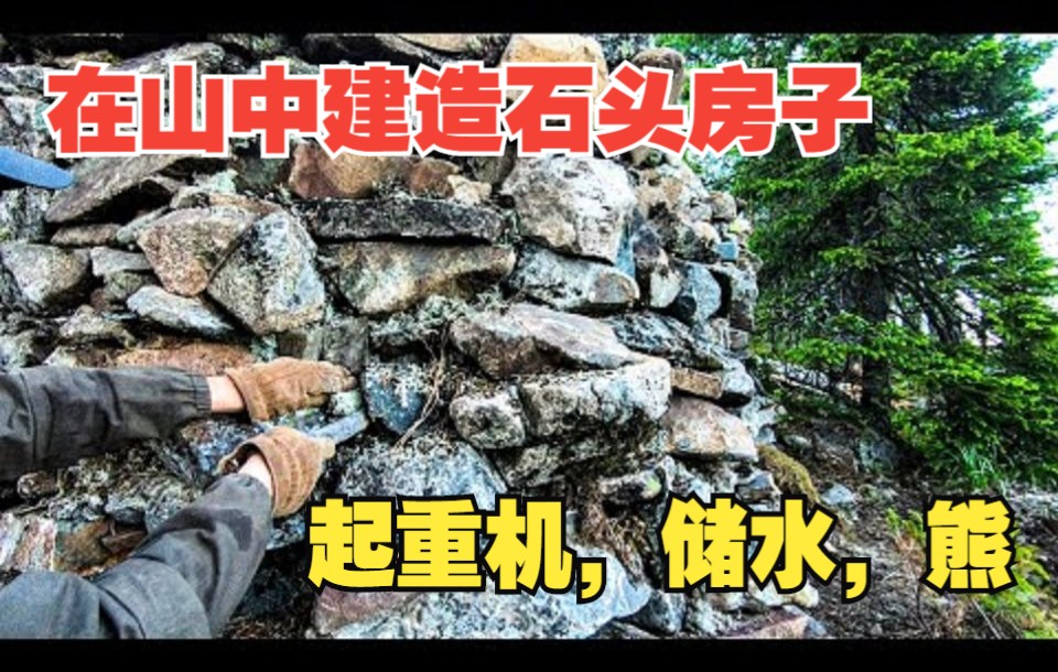 [图]【生活荒野：手工艺和技能】在山中建造石头房子-100%自然生存庇护所,part4丛林起重机、熊、储水库