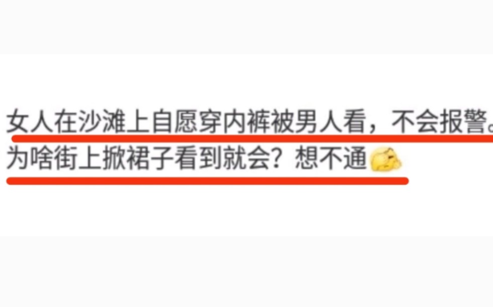 在沙滩上穿比基尼被人看到不报警在街上被掀裙子为什么不行?哔哩哔哩bilibili