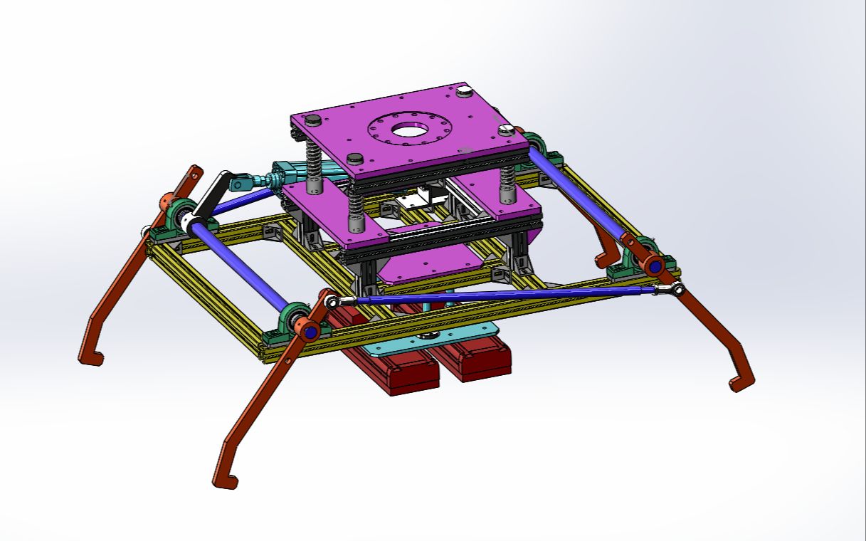 自动码垛机械夹爪设计,一个气缸如何驱动四个夹爪?