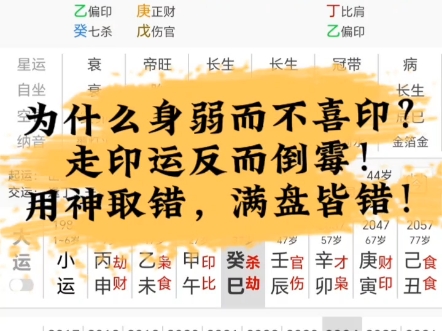 [图]身弱不喜印的八字，用神取错，满盘皆输！