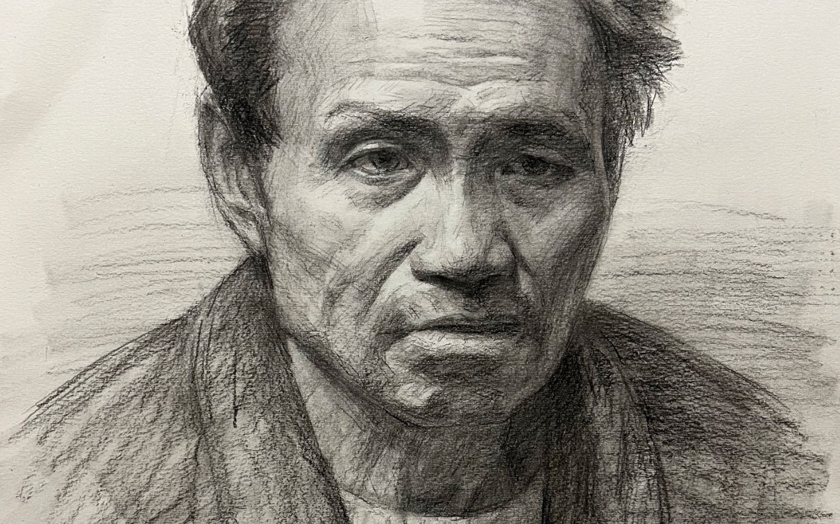 男中年素描头像高分示范——思想者画室金牌9515名师赵江!