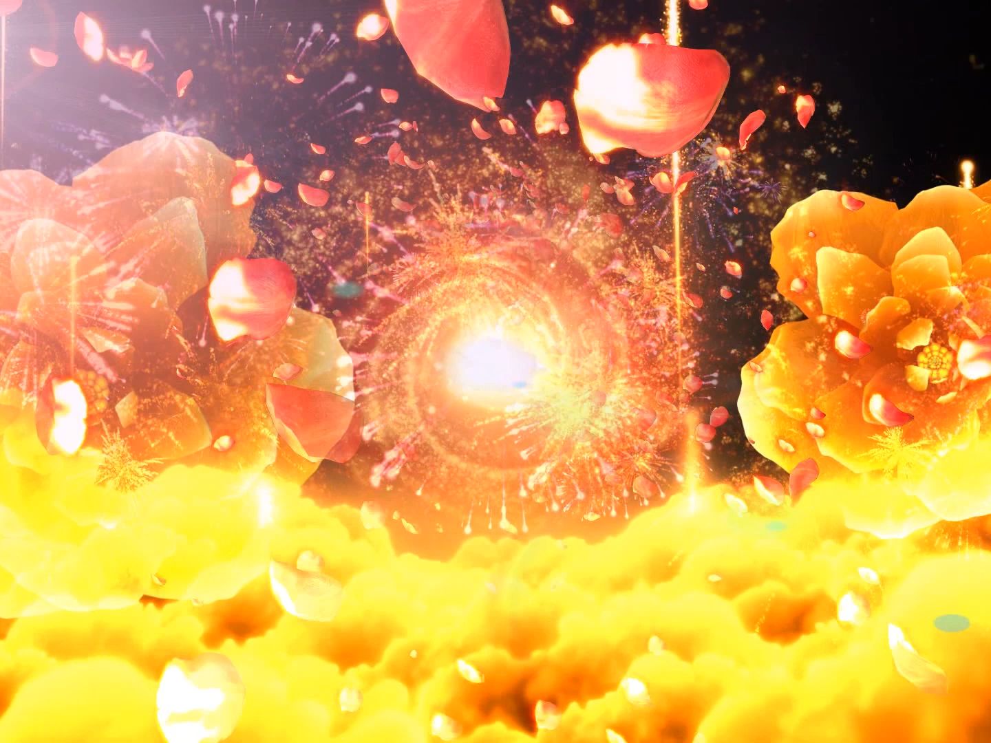 (er22)金色祥云牡丹婚礼晚会开场led大屏幕背景视频素材