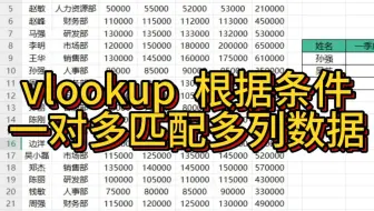 vlookup一对多匹配多列数据