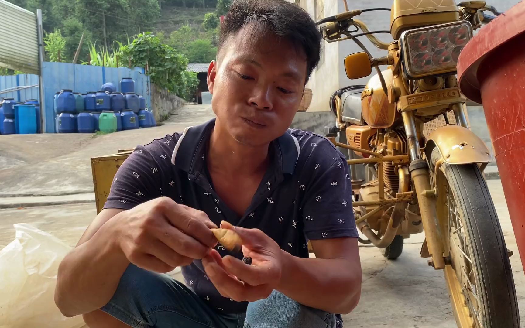 兄弟帮我找回来的竹笋虫，直接烤来吃，真的太美味了，八千还是有敢吃