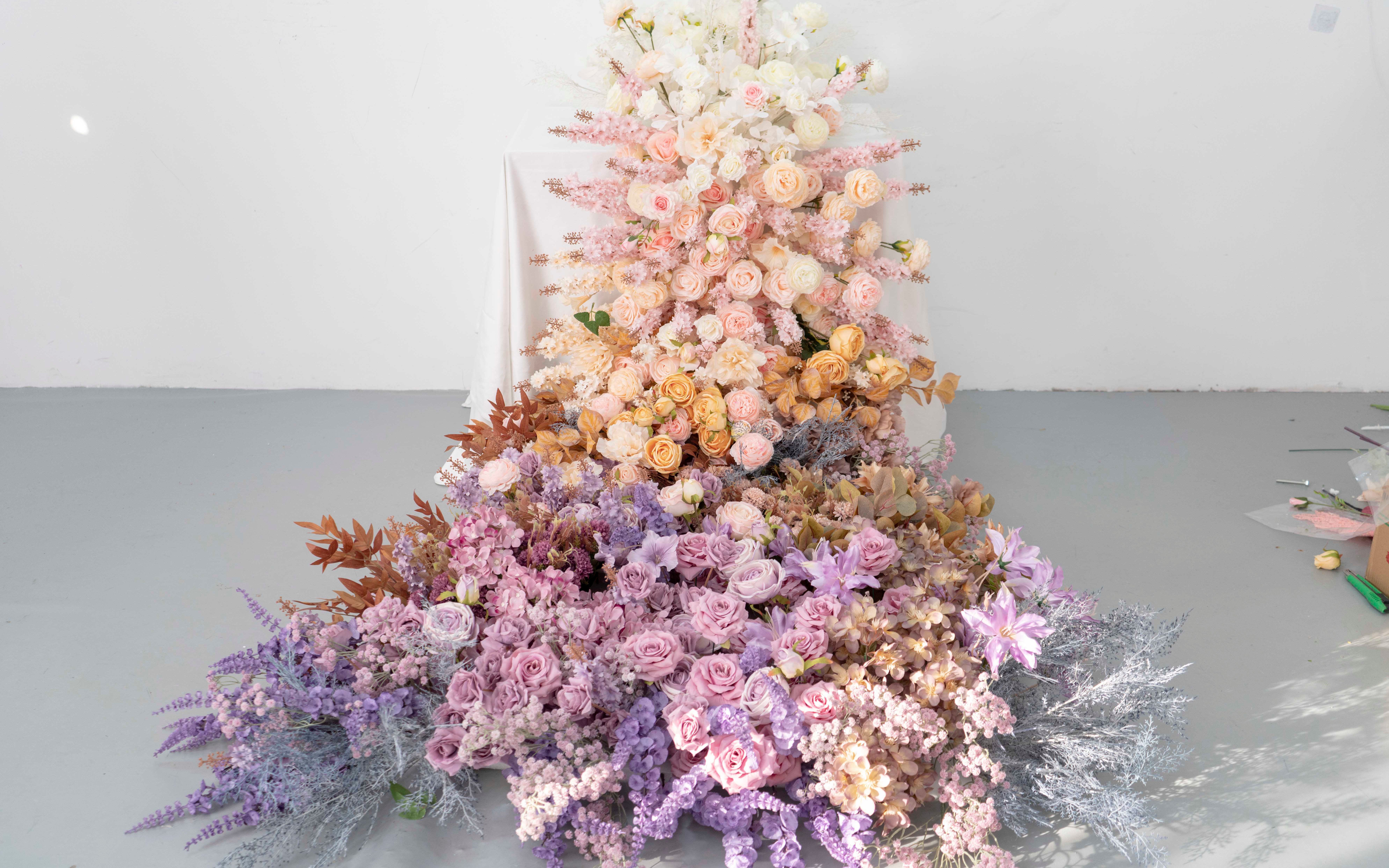 手工花艺打拖尾瀑布花