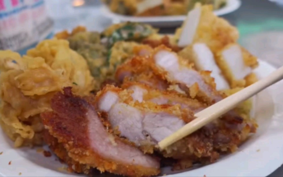 台湾街头小吃,酥炸蚵嗲,炸烧肉,炸稞