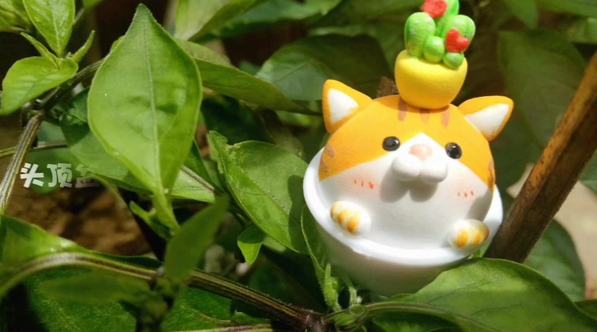 超轻黏土作品——头顶盆栽的胖橘_哔哩哔哩_bilibili