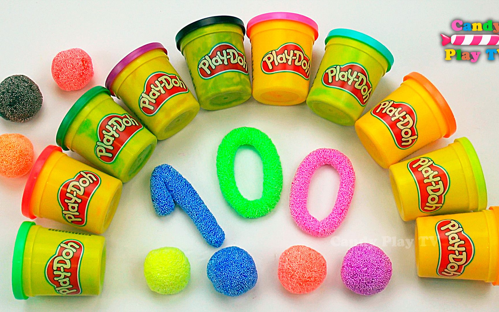 [图]用 PLAY DOH 数字学习数数 | 1 到 100 | Squishy 闪光泡沫 |为孩子学习数数