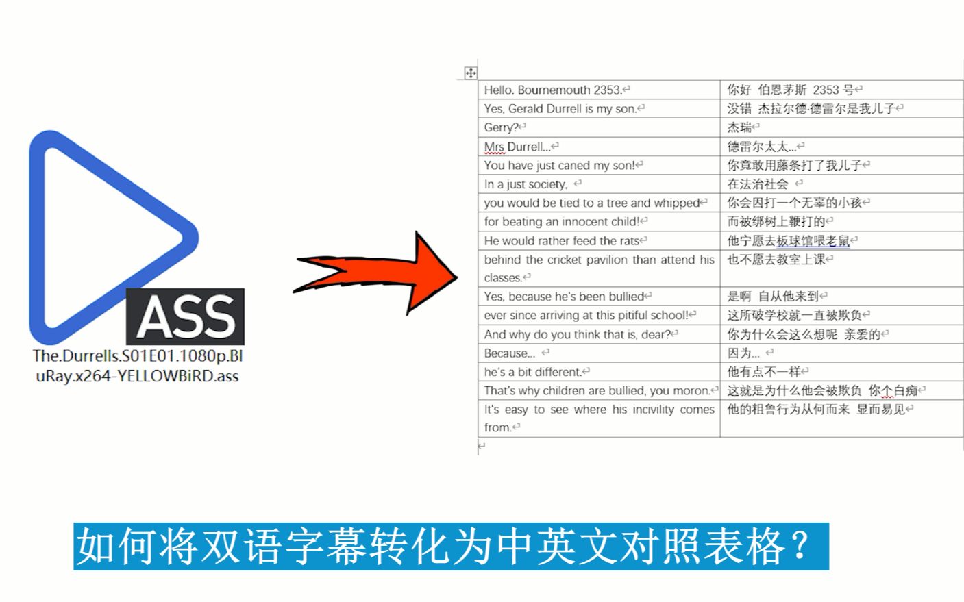 【字幕教程】将字幕转化为双语对照的表格哔哩哔哩bilibili