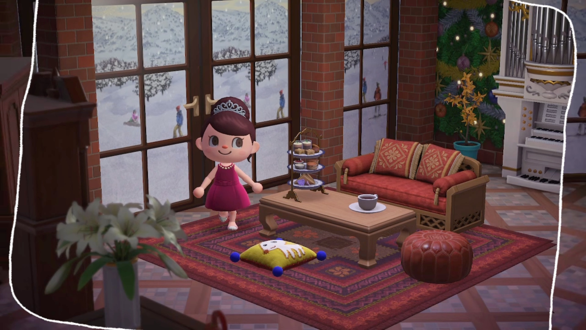 动森二楼大落地窗圣诞风格装修