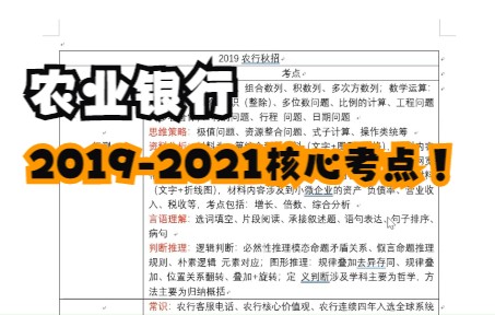 农业银行笔试2019年2021年考点梳理哔哩哔哩bilibili