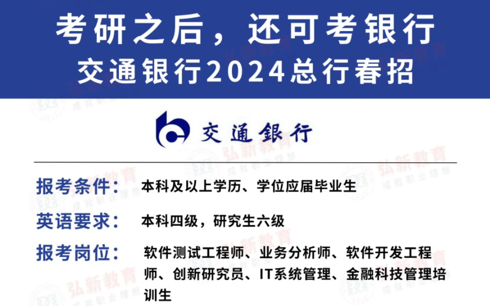 交通银行2024春节校招公告已出未就业的应届生均可报名22届23届24届本科及以上学历可#交通银行 #银行春招 #24春招哔哩哔哩bilibili