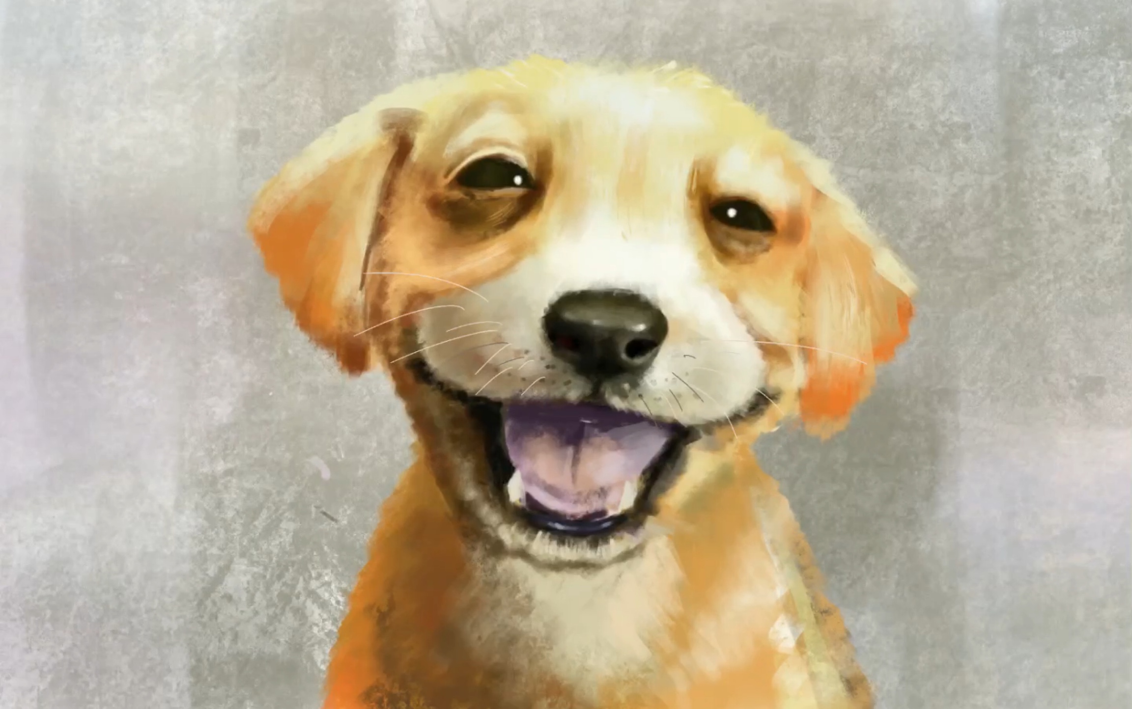 厚涂小狗绘画过程