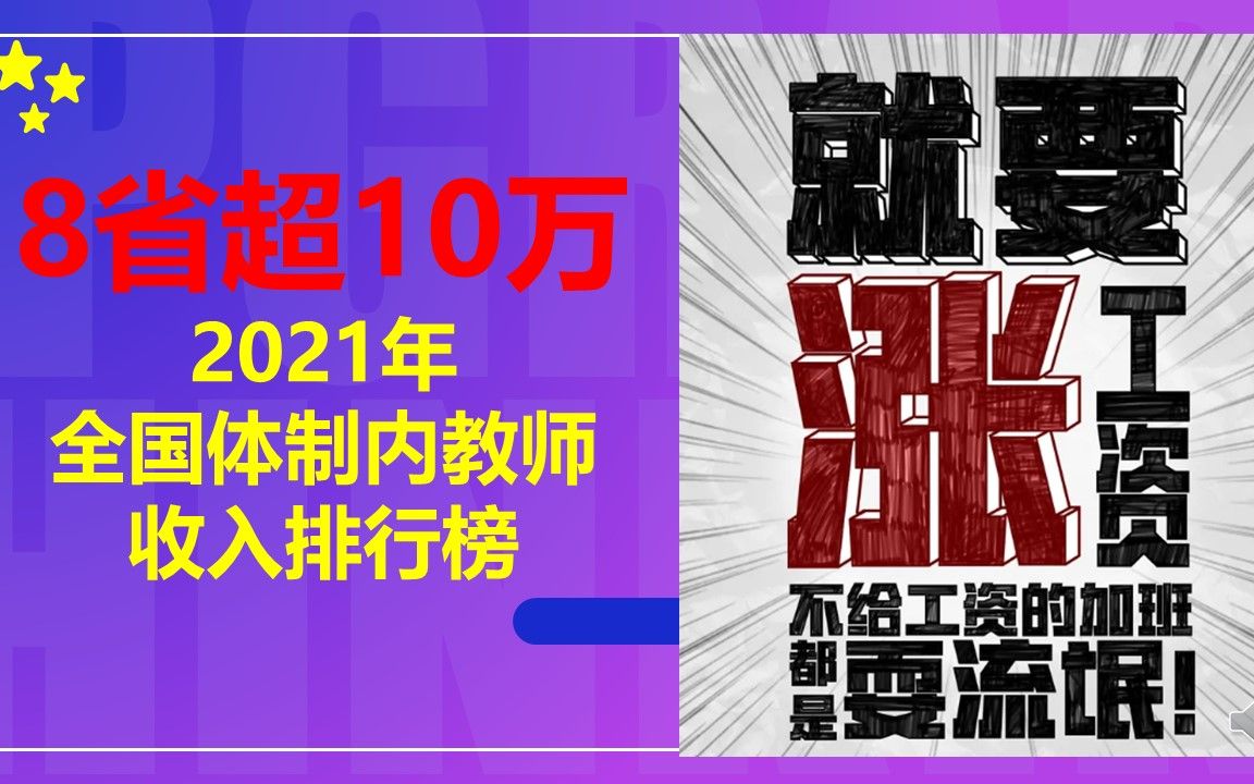 2021年全国体制内教育收入排行出炉!8省市教师收入已超10万元,有您么?哔哩哔哩bilibili