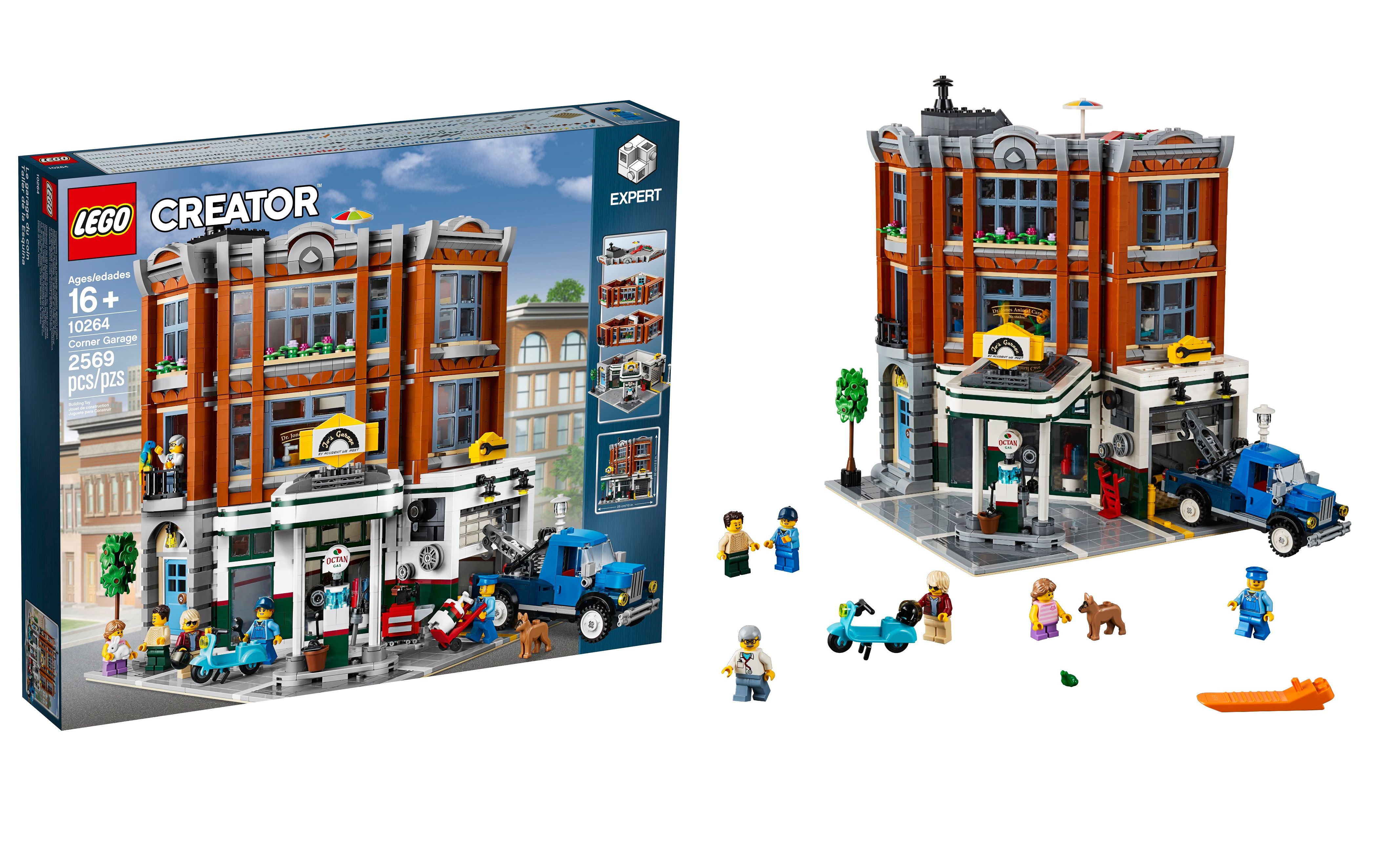 乐高 lego 10264 创意百变高手 街景街角汽车维修站 拼搭搬砖视频