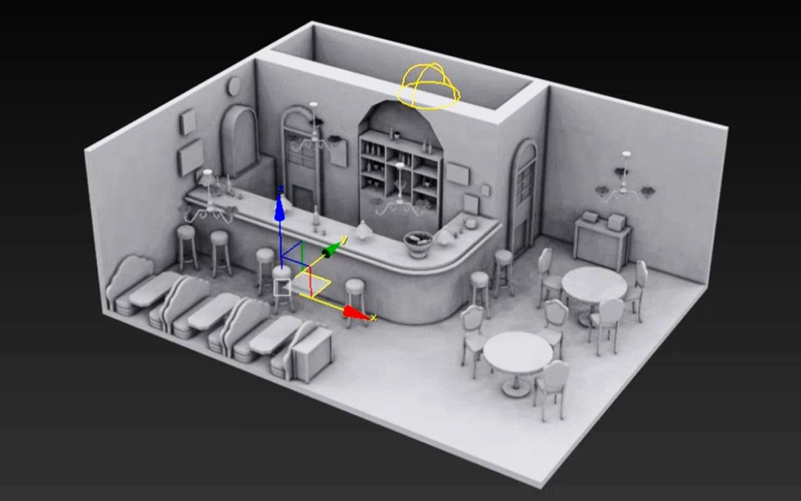 【3DMAX】现代风格酒馆室内场景建模、3dmax零基础入门案例教学!哔哩哔哩bilibili