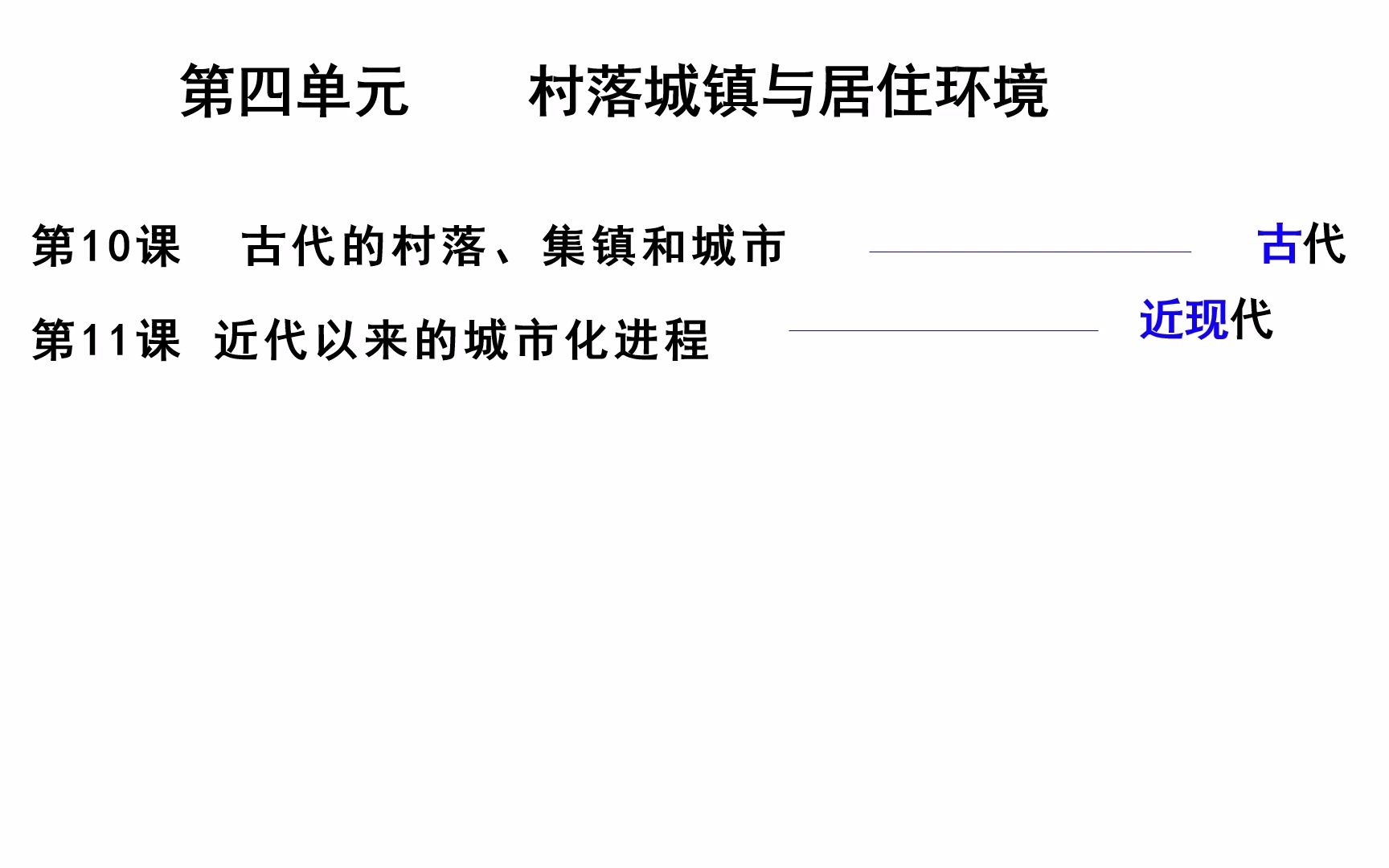 高二历史选择性必修二第4单元村落、城镇与居住环境哔哩哔哩bilibili