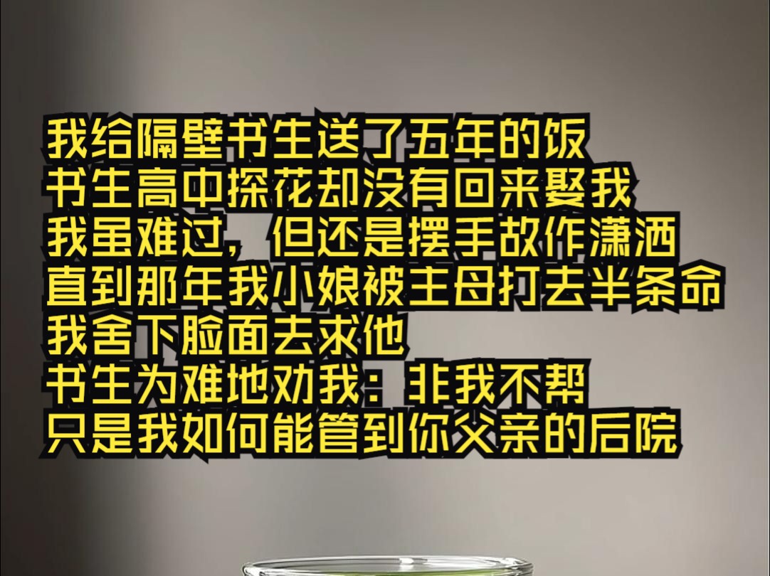 我给隔壁书生送了五年的饭.书生高中探花,并没有回来娶我.哔哩哔哩bilibili