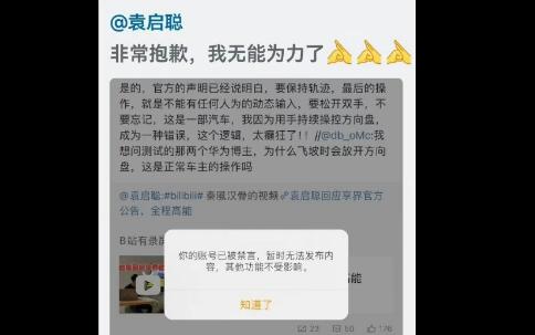 袁启聪微博被禁言,这车企应该做不到把,什么原因?哔哩哔哩bilibili