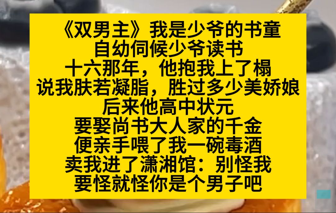 双男主 我是少爷的书童,十六那年,他抱我上塌,可后来她高中状元,把我卖进了青楼……小说推荐哔哩哔哩bilibili