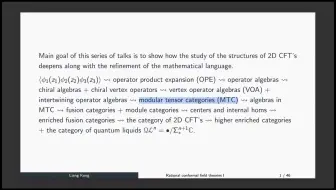 [BIMSA Talks]孔良：Rational Conformal Field Theories I