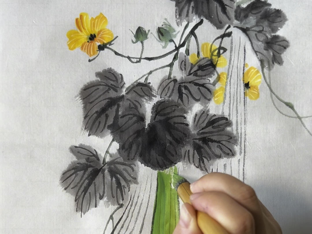 写意丝瓜的画法