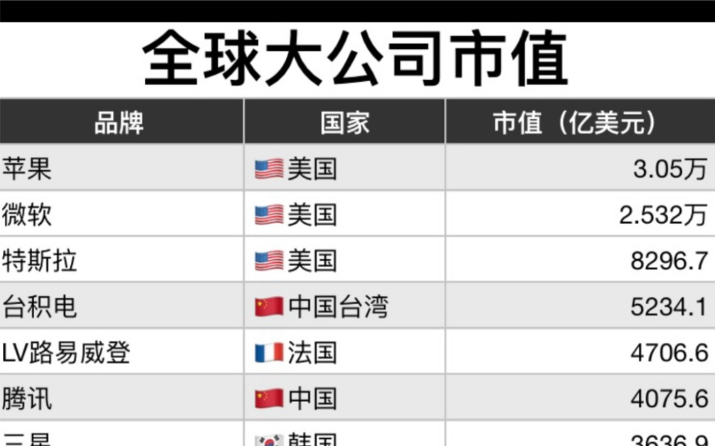 全球最富有公司市值哔哩哔哩bilibili