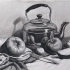 初级 静物组合不锈钢水壶、西红柿、香菇、勺子 北京华艺名画室
