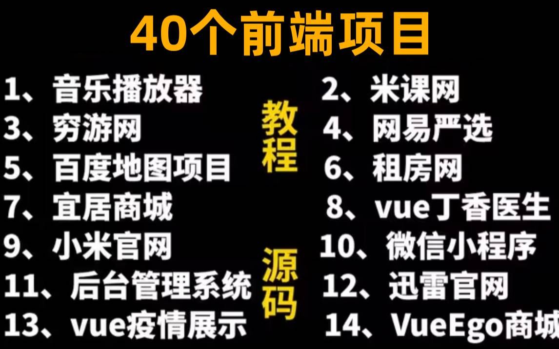 40个web前端实战项目(附源码)练完即可就业,从入门到进阶,基础到框架,htmlcss3jsvue前端项目前端开发哔哩哔哩bilibili