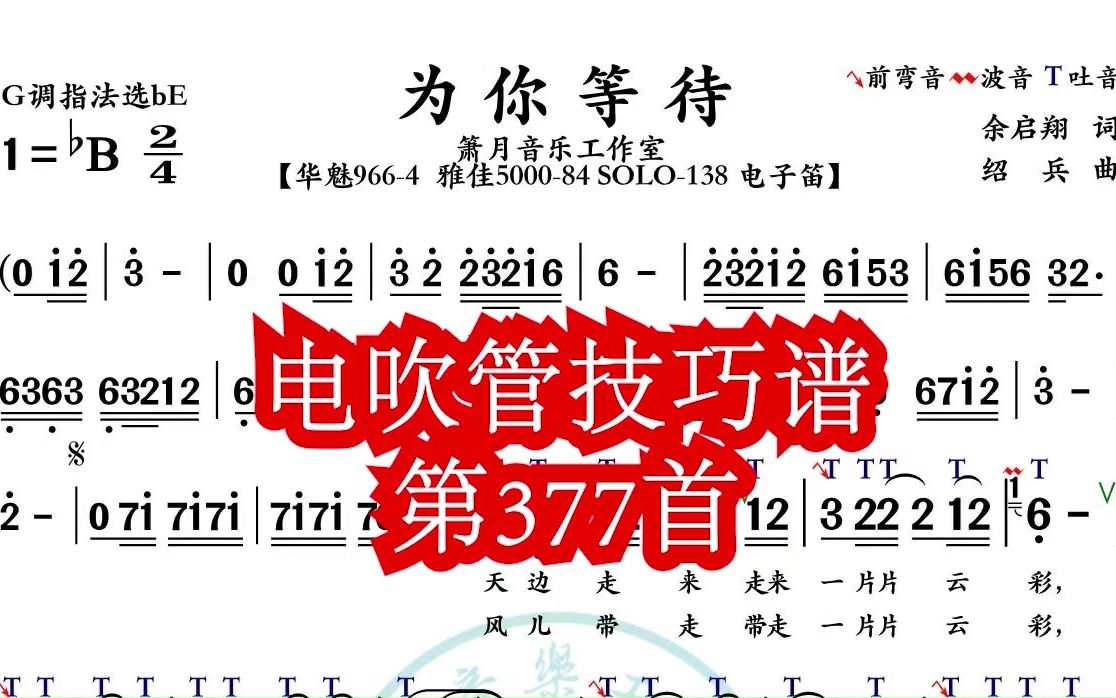 [图]《为你等待》第377首电吹管技巧动态简谱演奏示范