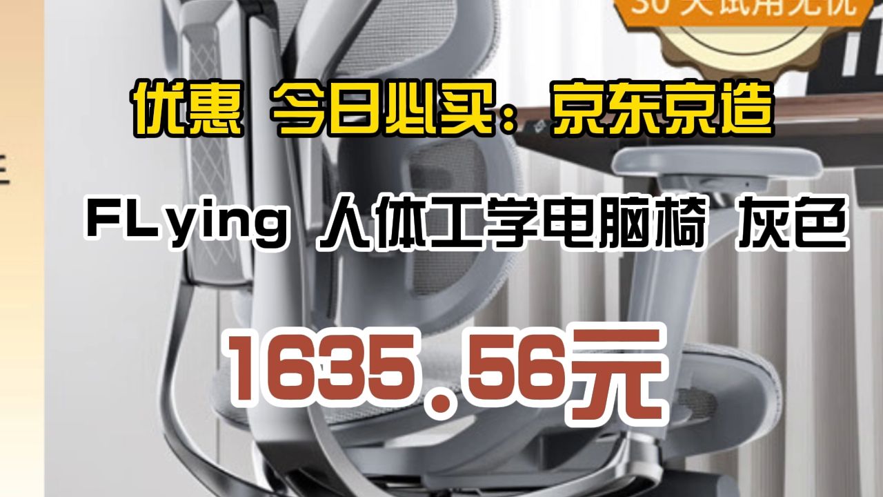 京东京造 FLying 人体工学电脑椅 灰色 1635.56元哔哩哔哩bilibili