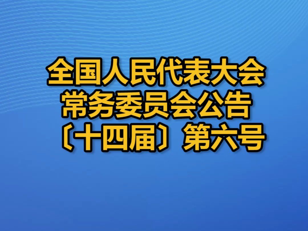 全国人民代表大会常务委员会公告〔十四届〕第六号哔哩哔哩bilibili