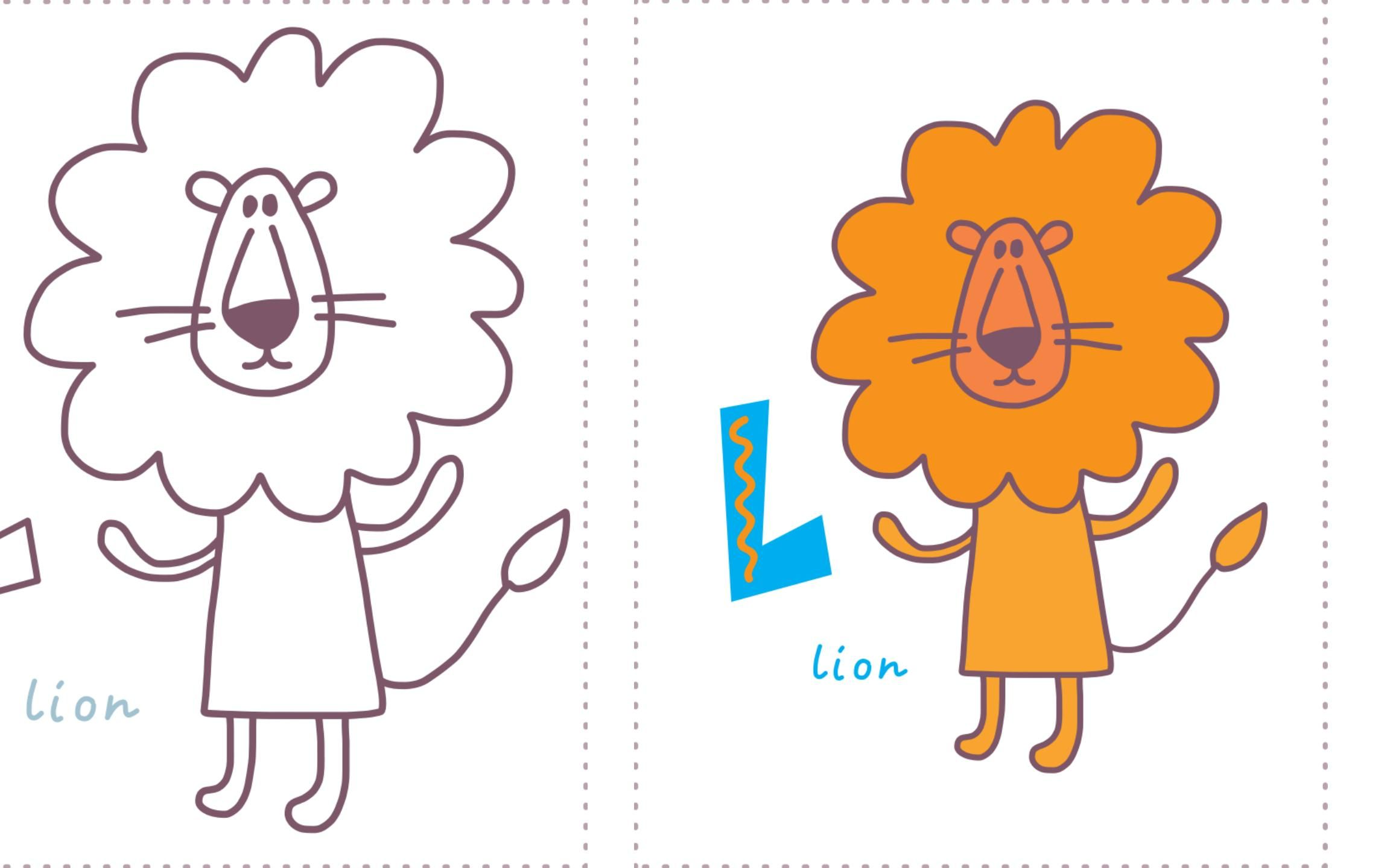 l-lion 狮子 || 1阶临摹 || 5分钟速涂小画 || ちびむすドリル