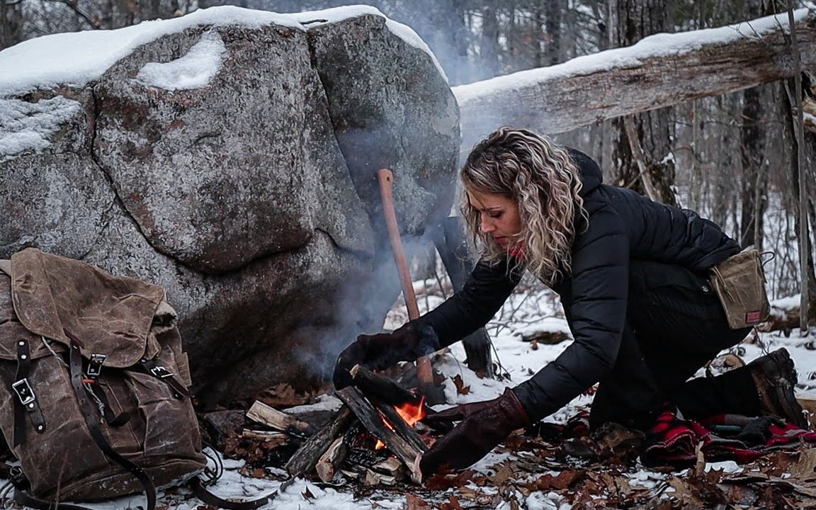 北欧冬季野外露营,美女老外生存经验分享.