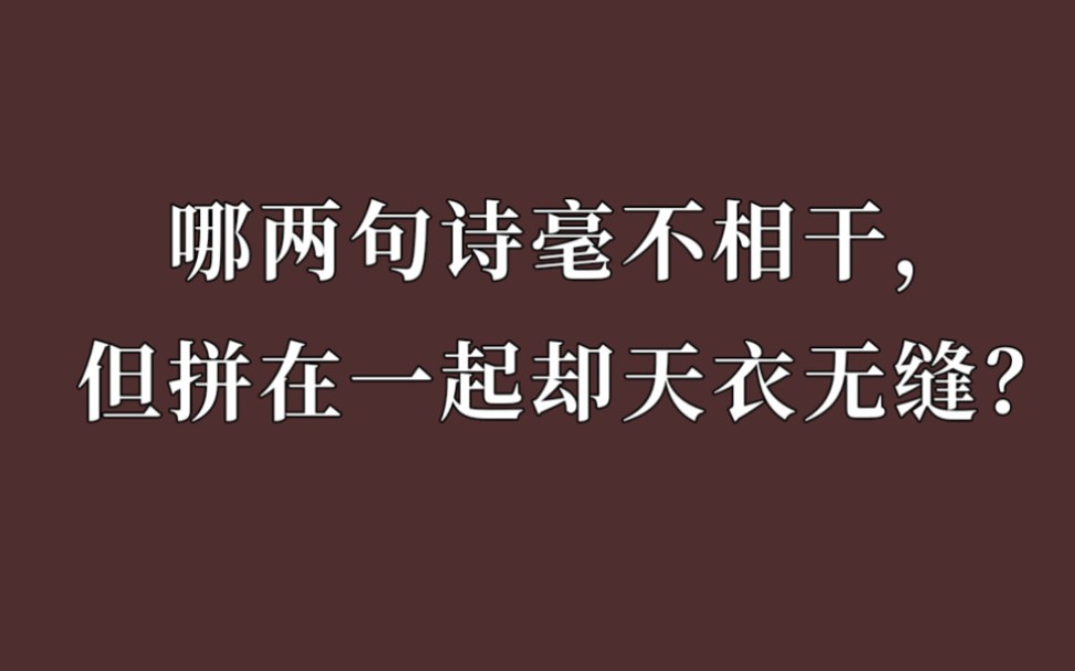 哪两句诗毫不相干,但拼在一起却天衣无缝?哔哩哔哩bilibili