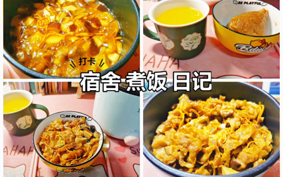 宿舍煮饭日记 | 一人食 | 蛋黄肉粽 | 香菇肥牛焖饭哔哩哔哩bilibili