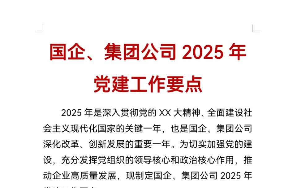 国企、集团公司2025年党建工作要点哔哩哔哩bilibili