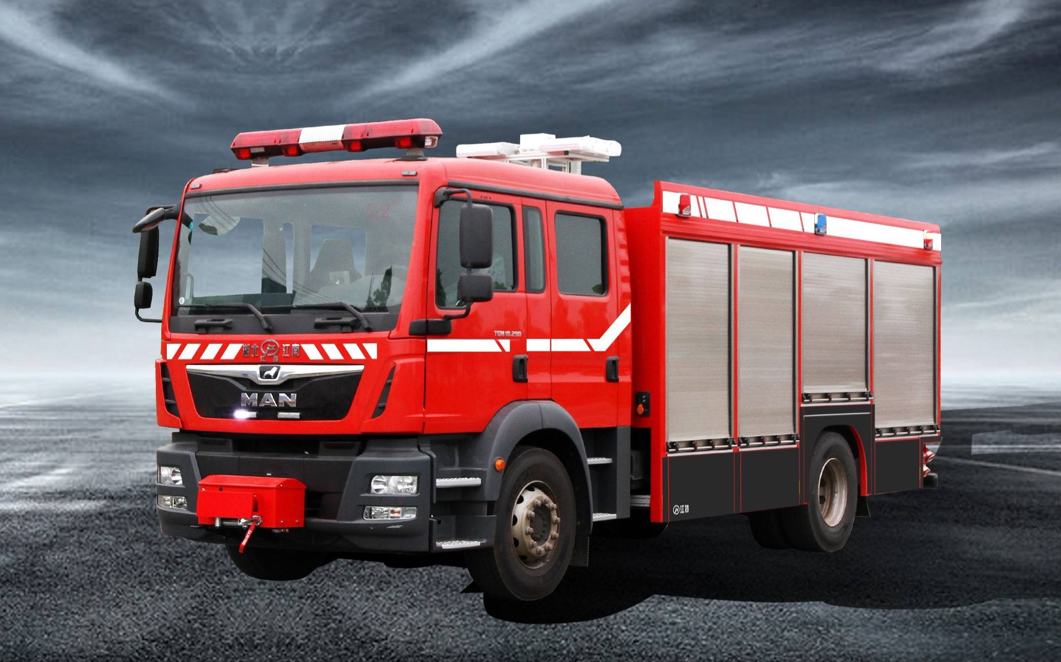 瑞士:消防车走在轨道上,方便快捷射程远