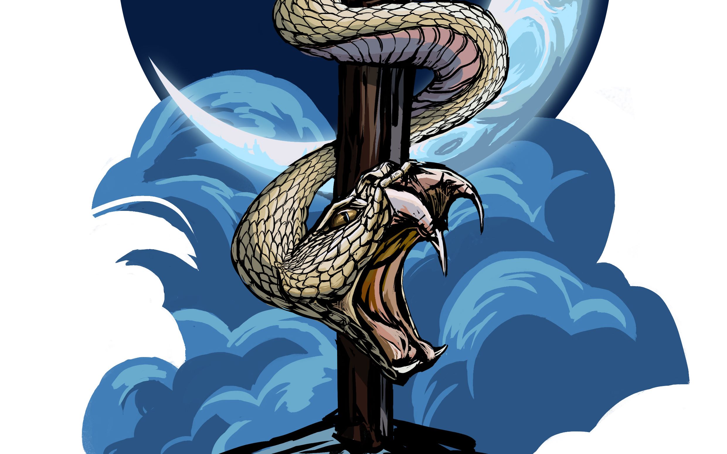 《蛇》插画绘制过程及t恤效果展示